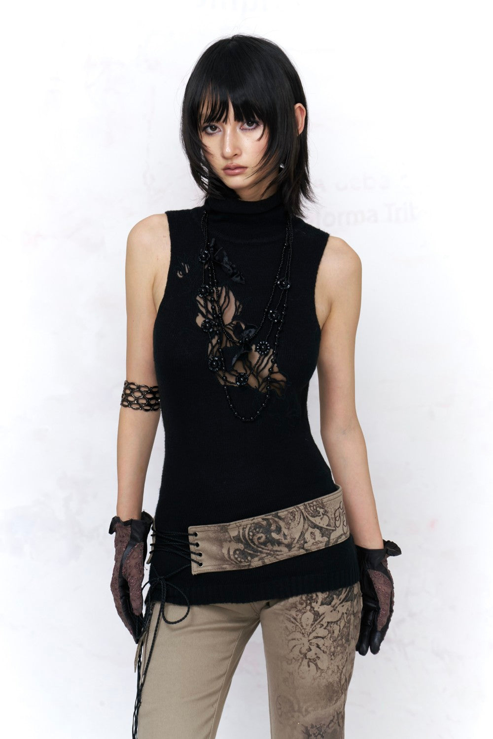Floral Embroidery Turtleneck Top