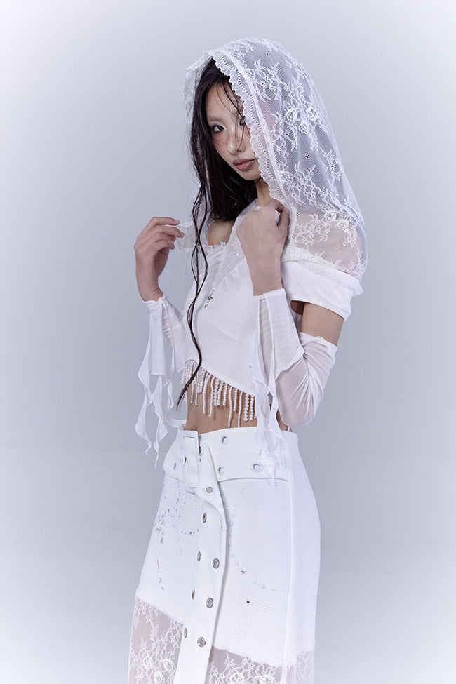 Pearl Lace Hooded Top
