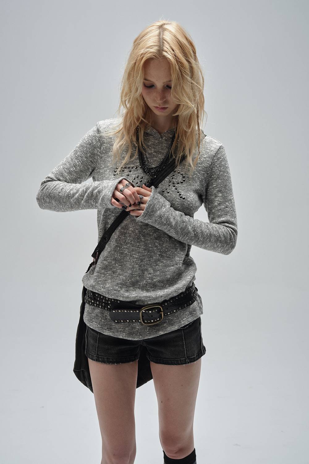 Slim Studded Tear Hoodie