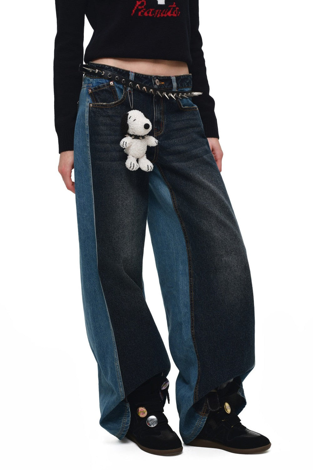 Snoopy Patchwork Wide-Leg Jeans