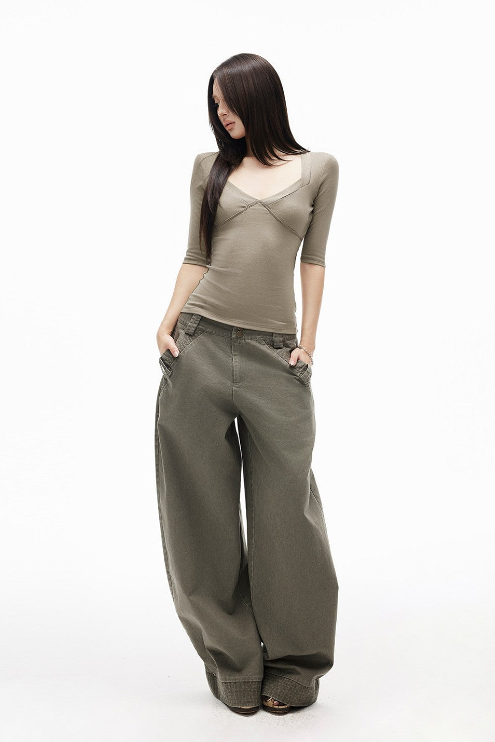 Sage Drift Barrel Jeans