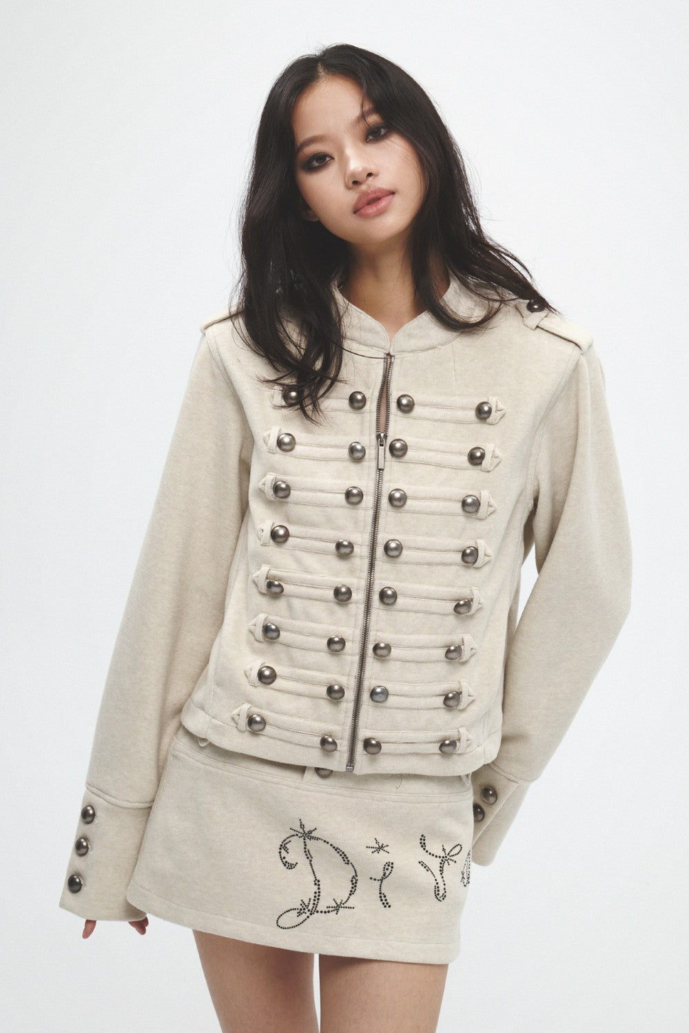 Military Button Mini Skirt