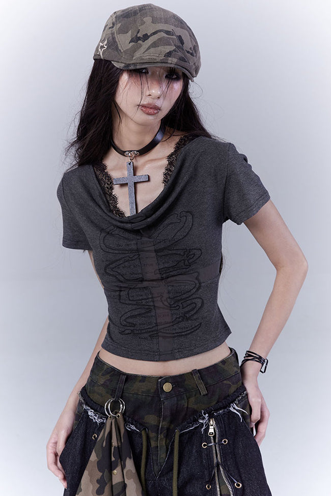 Snake Cowl Neck Shirt