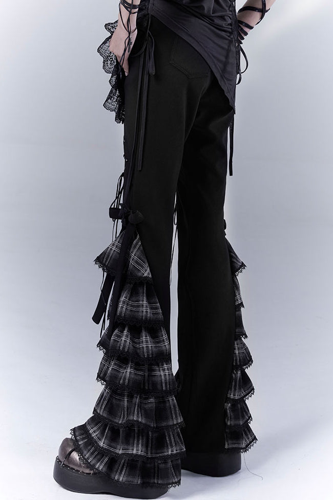Corset Ribbon Ruffle Pants