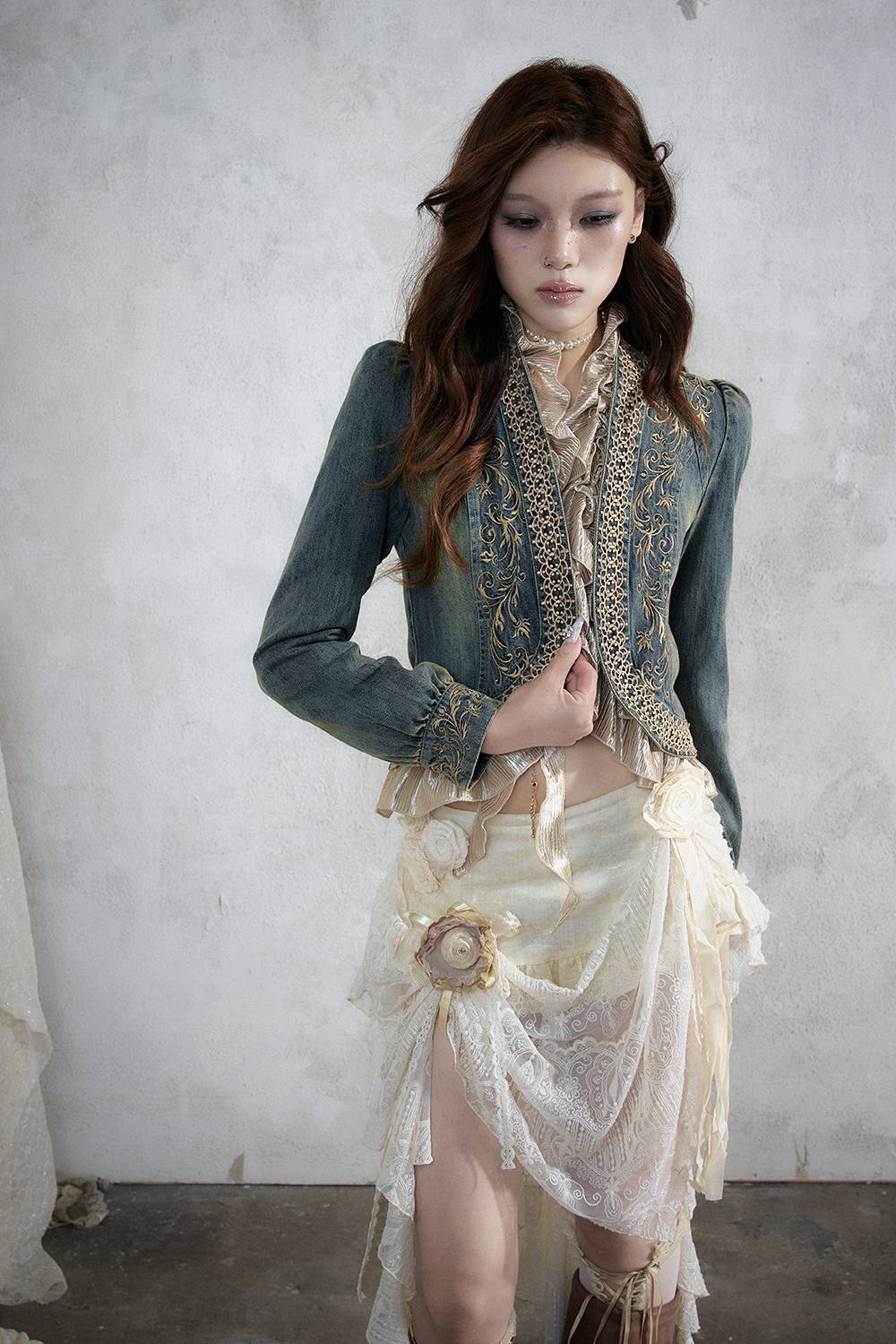 Embroidered Cropped Jacket