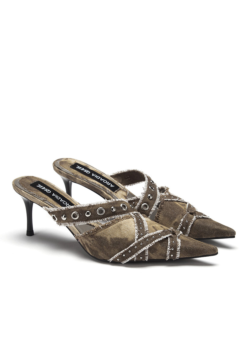 Ziri Frayed Denim Stilettos