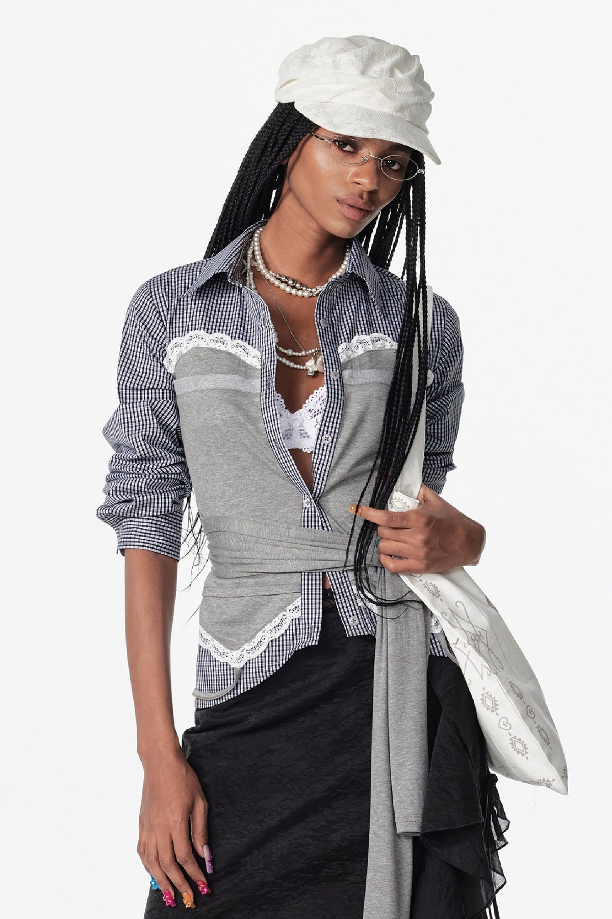 Lace Panel Wrap Blouse