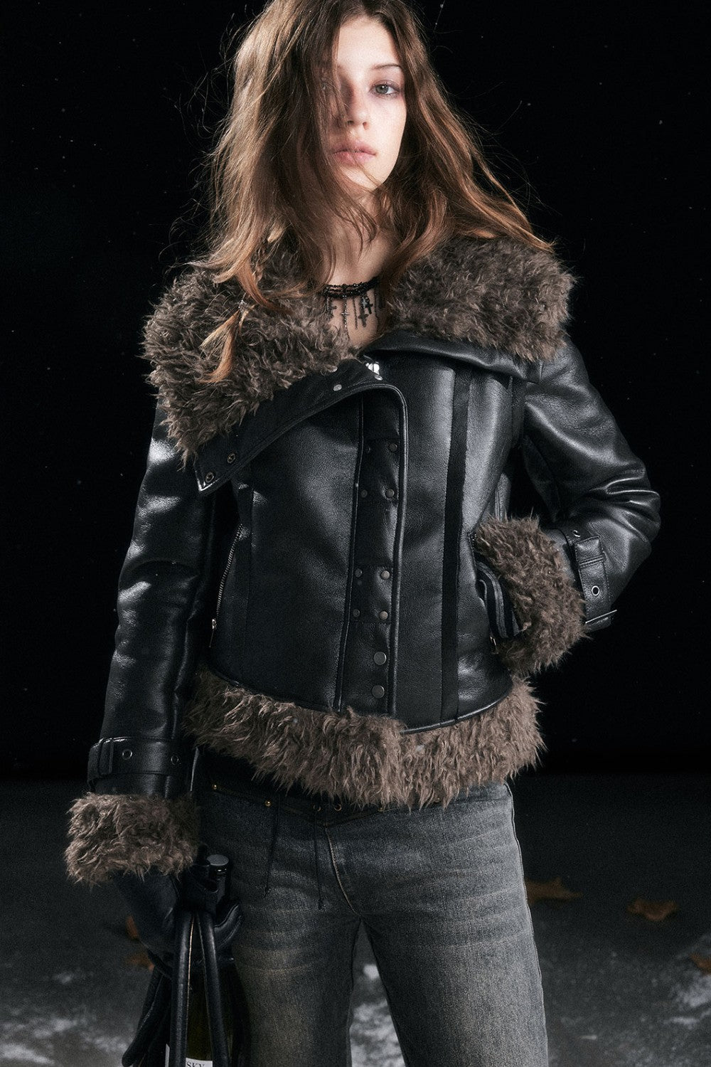 Noir Shearling Coat