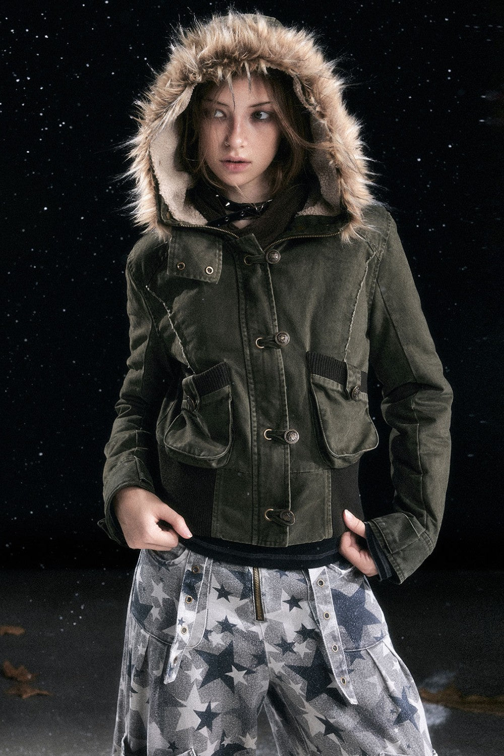Vintage Army Fur Jacket